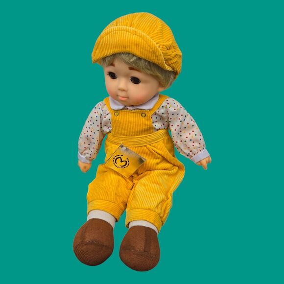 1984 Vintage 19" Vinyl Plush Boy Doll "Sunny" Mitchell Co Kansas Yellow Corduroy - Picture 6 of 11
